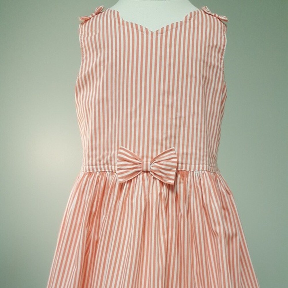 Mon Caramel Pinstripe Coral Seersucker Sun Dress